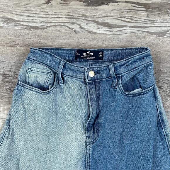 Hollister Patchwork Straight Leg Jeans Blue Two Tone Denim Size 25 - Picture 2 of 10